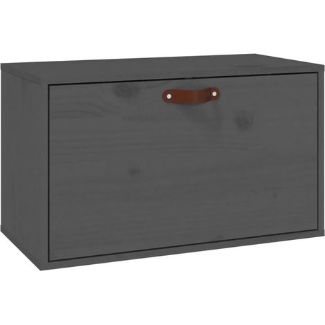 Armoire murale en bois de pin massif espace de rangement 60 x 30 x 35 cm design rustique en bois gris (1/5)