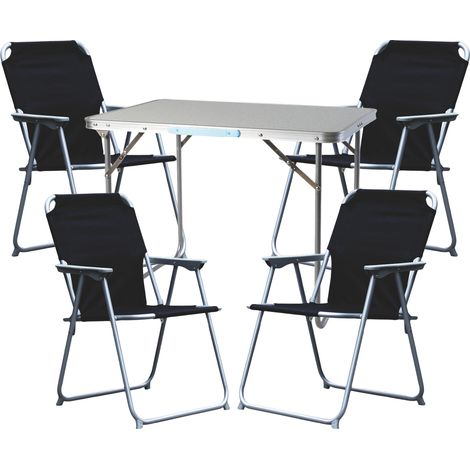 5-teiliges Campingmöbel Set schwarz 80x60x68cm-DMC330871+4xDPO2600S (1/4)