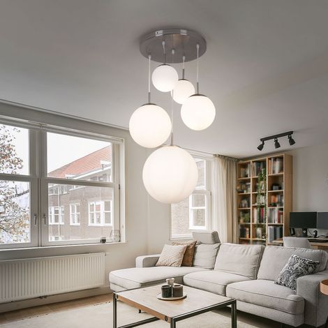 Hochwertige Decken Leuchte Glas Kugeln rund satiniert im Set inklusive LED Leuchtmittel