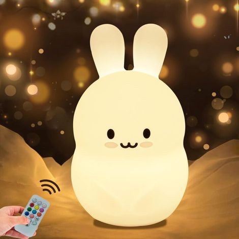 Gros lapin Veilleuse enfant Chambre Lampe Veilleuse bébé Veilleuse lampe enfant LED Veilleuse 9 Couleurs Veilleuse Bébé Veilleuse USB en silicone veilleuse adulte cadeau Cadeau de Nol enfant (1/5)