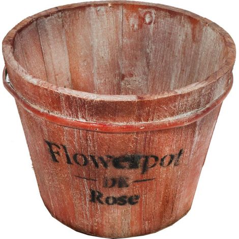 Vaso da fiori in legno con coperchio, marrone, diametro 23 cm (1/3)