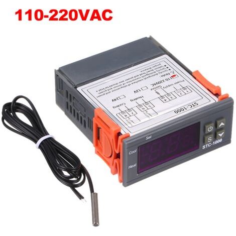 Pair - SJLERST Régulateur de température numérique, Thermostat de refroidissement et de chauffage avec capteur NTC STC-1000(220V) (1/5)