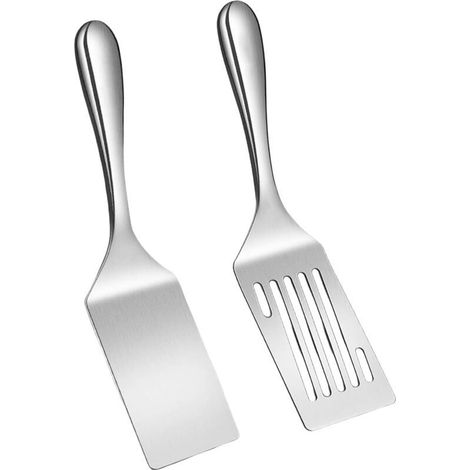 2 Pièces Spatules pour Barbecue 24,8 x 6,5 cm, Spatule Cuisine Inox,Spatule en Acier Inoxydable pour Cuisson pour Plancha (1/5)