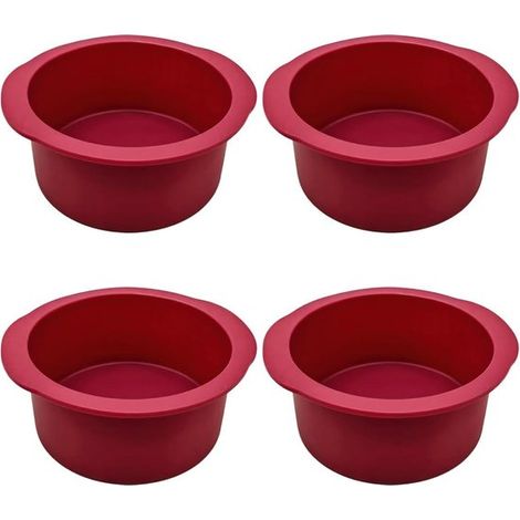Silikon Kuchenform Runde Backform Fürs Backen zu Hause Antihaftbeschichtung 4 teilig, 12 cm Silbergrau