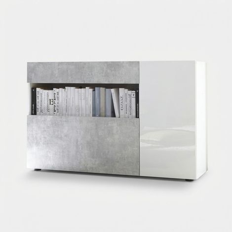 Moderner Wohnzimmer-Buffetschrank Oxford mit Schublade und Tür - Grau