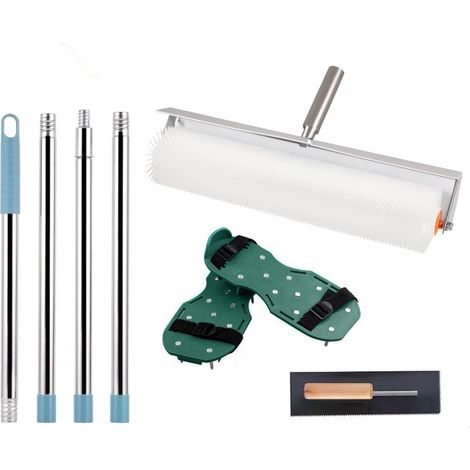 Kit d'outils de Ciment Autonivelant,Chaussures à Pointes de époxy,Rouleaux débulleurs 50cm avec Protection Contre les Projections,pour l'aération des Revêtements de Sol (1/5)