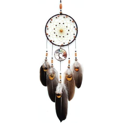 Attrape-rêves avec arbre de vie fait à la main, attrape-rêves traditionnel indien, décoration murale pour miroir de voiture, orneme (1/5)
