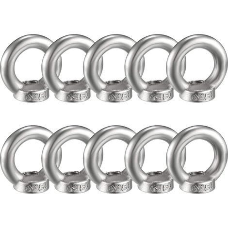 10 Pièces M8 Écrou à Oeil de Levage Acier Inoxydable Écrou de Bague Métriques Matériel en Forme Anneau,Argent (1/5)
