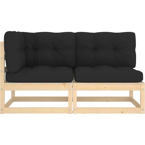 vidaXL Muebles de jardín 2 piezas con cojines madera maciza de pino (1/2)