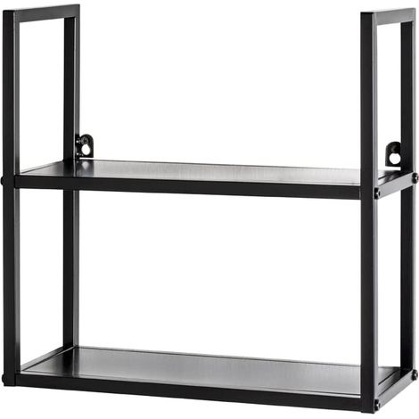 étagère Murale Noir, métal - Dim.: L 36 cm x H 36 cm x P 15 cm, Style: Modern (1/5)