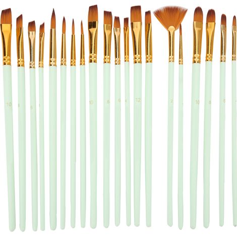 Paint Brush Sets Multimodal Nylon Hair 5 Different Types Oil Paint Brushes for Oil Watercolor Painting Gouaching GiftGreen (1/5)