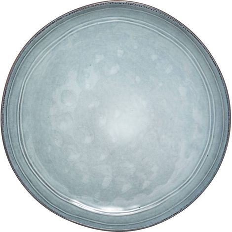 PLATO DE GRES 26cm Flor azul rústico (1/3)