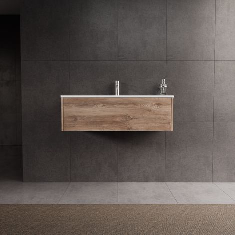 Inda - Mobile bagno L.100 con lavabo lucido / Rovere naturale 1