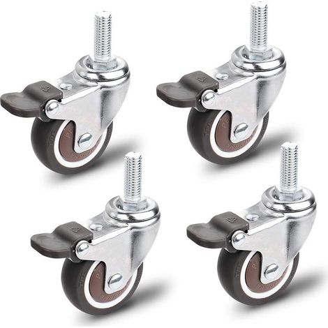 Roulettes pour meubles, lot de 4 roulettes pivotantes, roulettes universelles M10 x 25 mm, capacité de charge 40 kg par roulette (1/5)