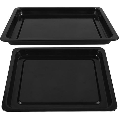 2 pièces Plaques de Cuisson Émail Noir Plateaux Four Rectangulaires Résistants Haute Température pour Boulangeries Restaurants et Usage Domestique (1/5)