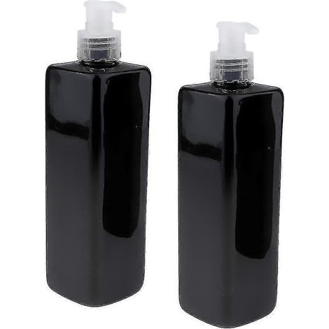 Lot de 2 flacons vides de 500 ml en plastique noir avec pompe doseuse, parfaits pour la distribution - Pompe noire, 500 ml-Clear Pump
