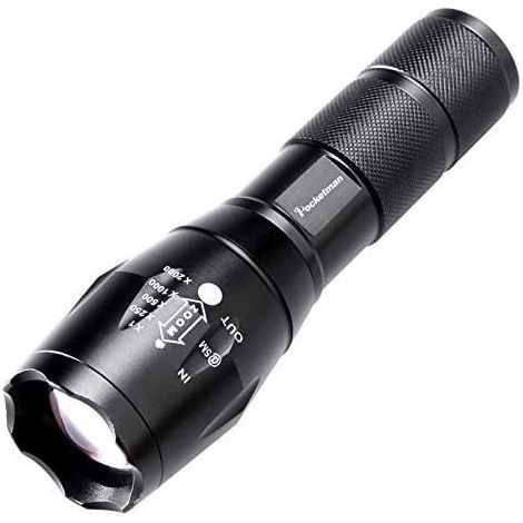 Lampe de Poche Tactique LED Super Lumineux 2000 Lumens Portable - Mise au Point Réglable, Zoomable, 5 Modes de Lumière (1 Pack) (1/5)