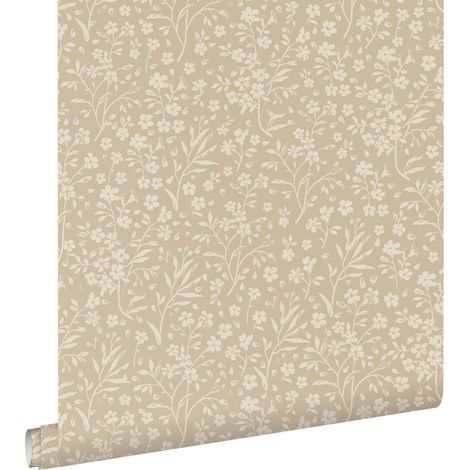 papier peint fleurs beige - ESTAhome