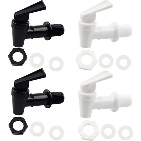 Plastique Robinet, Robinet De Tonneau, Distributeur De Boissons, Pour Fermenter Le Vin, La BièRe, Le Jus De Fruits, Les Boissons, Bec Verseur RéUtilisable (Noir, Blanc) (1/5)