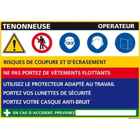 Panneau Fiche de Poste Tononneuse (C1127) - Aluminium 2 mm - 300 x 210 mm