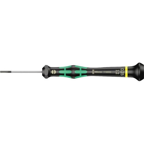Tournevis électronicien pour vis à fente, 0.25 x 1.2 x 40 mm, Noir/vert (1/2)