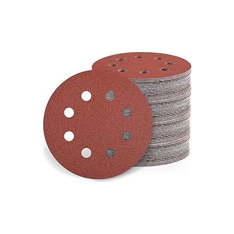 Lot de 30 Disques Abrasifs 115 mm - Assortiment Grains 100/150/220/320/400 - pour Ponceuse Excentrique/Orbitale - 8 Trous (1/5)