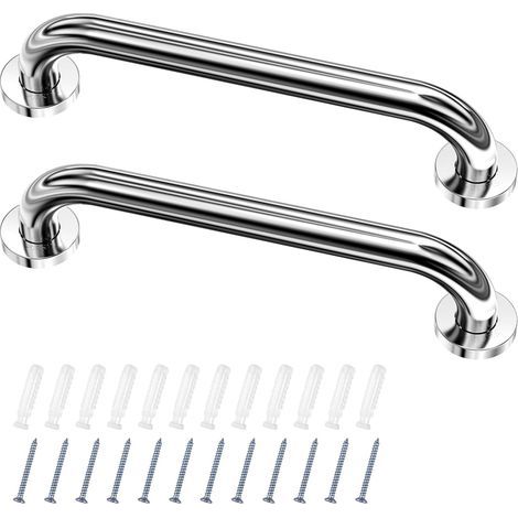 AHLSEN Lot de 2 Barre D'Appui wc, Acier Inox Maintien Poignée Douche, 30cm Barre d'Appui Salle de Bain Coudée, Barres Douche, Baignoire Main Courante Inoxydable Âgées/Handicapées/Enfants (1/5)