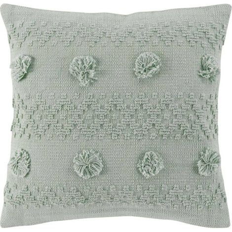 Coussin Déco à Pompons "Alenia" 40x40cm Menthe (1/3)