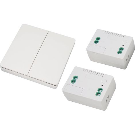 Interrupteur sans Fil Auto-Alimenté 2 Boutons avec Récepteur pour Maison et Bureau (1/5)