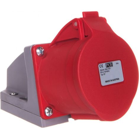 Enchufe fijo 32A 7P 400V rojo IP44 127-6V