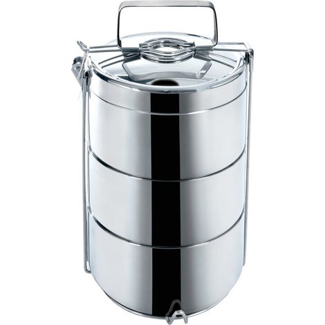 Fiambrera térmica de acero inoxidable, 3 niveles, 3 x 900 ml