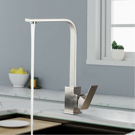 Kitchen Faucet, 360° Swivel Kitchen Mixer Tap, 304 Stainless Steel Kitchen Mixer Tap, Brushed (1/4)