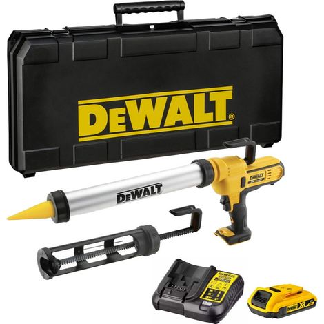 Dewalt – Pistolet extrudeur sans fil 18V DCE581D1 – Forte pression pour enduits et colles – Transmission métal durable – Avec 1 batterie 2.0Ah et chargeur