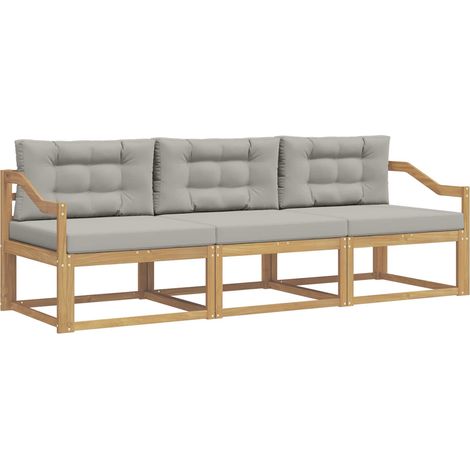 Outdoor-Sofagarnitur 3 pcs Weiß und Hellgrau Polyester vidaXL