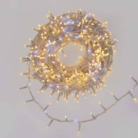 Guirlande mini BOA défilant 1660 LED 30m blanc chaud et froid avec contrôleur 7 vitesses IP44 câble transparent (1/4)