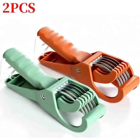 (2 pièces) Ustensiles de cuisine en acier inoxydable Trancheuse à légumes et fruits multifonctionnelle, coupe-salade, accessoires de cuisine (1/5)