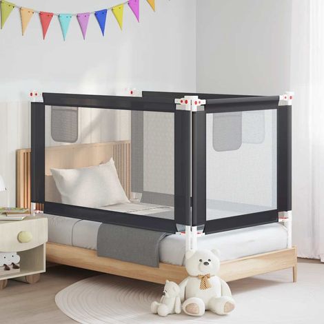 Barrière de lit pour enfant, gris foncé, 140 x 25 cm, en tissu