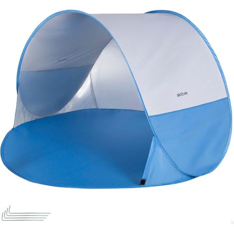 Tente de Plage Pop up, Bleu, 148 x 148 x 90 cm, revêtement argenté, Protection UV50, Comprend 4 piquets, Polyester, Pare-Vent Pliable, Sac de Transport, abri de pêche (62529) (1/5)