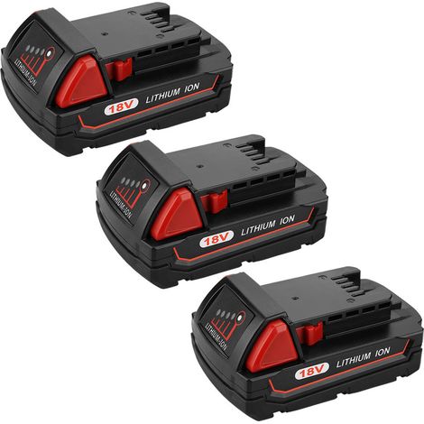 3X 3.0Ah 18V Batterie pour Milwaukee M18 Outils sans Fils 48-11-1850 48-11-1852 48-11-1820 48-11-1860 48-11-1828 48-11-10, avec Indicateur Lithium ION (1/5)