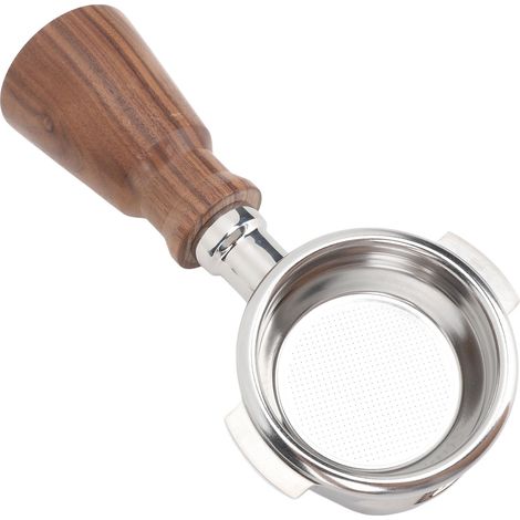 Blanker 58-mm-Siebträger für Expobar E61 – Herausnehmbares Feinsieb, hohles Edelstahl-Design, Griff aus schwarzem Rosenholz (1/5)