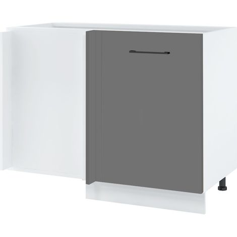 Meuble d'angle pour îlot de cuisine Lovia Gris Mat 1 porte L 105 cm - Porte avec poignée apparente Grey