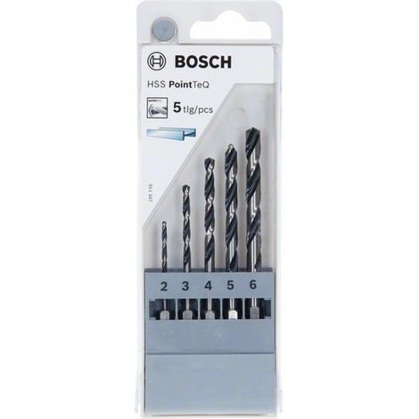 Bosch HSS-Spiralbohrer-Set PointTeQ 5 tlg. mit Sechskantschaft 2,0-6,0 mm (1/5)