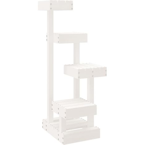 Tiragraffi per gatti Mobili per arrampicata su torre Raschietto per gatti Piattaforma da arrampicata Bianco 45,5 x 49 x 103 cm Legno di pino massiccio Bianco 020022747