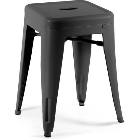 SGABELLO NERO STILE INDUSTRIALE IN METALLO 39 X 39 X 46 CM