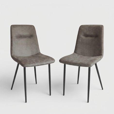 Juego de 2 sillas de comedor diseño contemporáneo Solvian - Gris