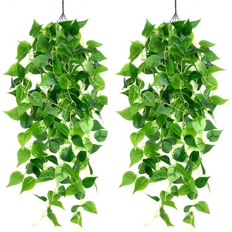 2 Stück künstliche Hängepflanzen, Simulations-Hängepflanzen, 100 cm, künstliche Pflanze im Freien, Efeu für Hochzeit, Garten, Balkon, Innenbereich, Schlafzimmer, Wanddekoration (1/5)