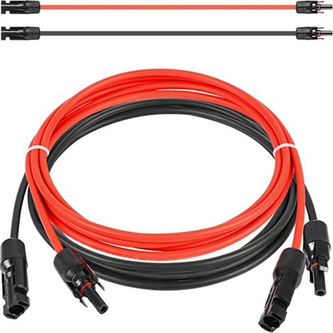 Verlängerungskabel mit zweiseitigem Stecker, Solarkabel, rot/schwarz, 2,5 mm² – mit Stecker – Länge: 2 x 3 m (1/4)