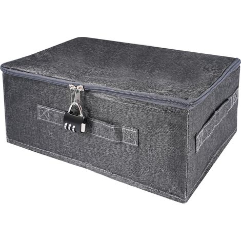 Boîte de Rangement Verrouillable, 30 x 20 x 14 cm Boite Fermeture a Clef Boîte Verrouillable, Boîtes Pliables avec Cadenas à Combinaison, Boite avec Serrure, pour Collations, Jouets (1/5)