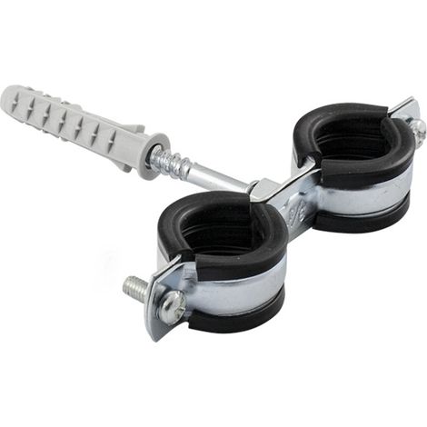 Supporto doppio per morsetto tubo 25-29 mm 3/4 con gomma