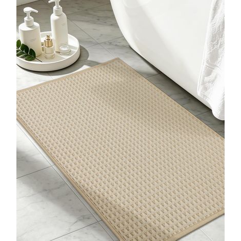 Tapis de Bain 50x80 cm Beige, Tapis Salle de Bain antidérapant (1/5)